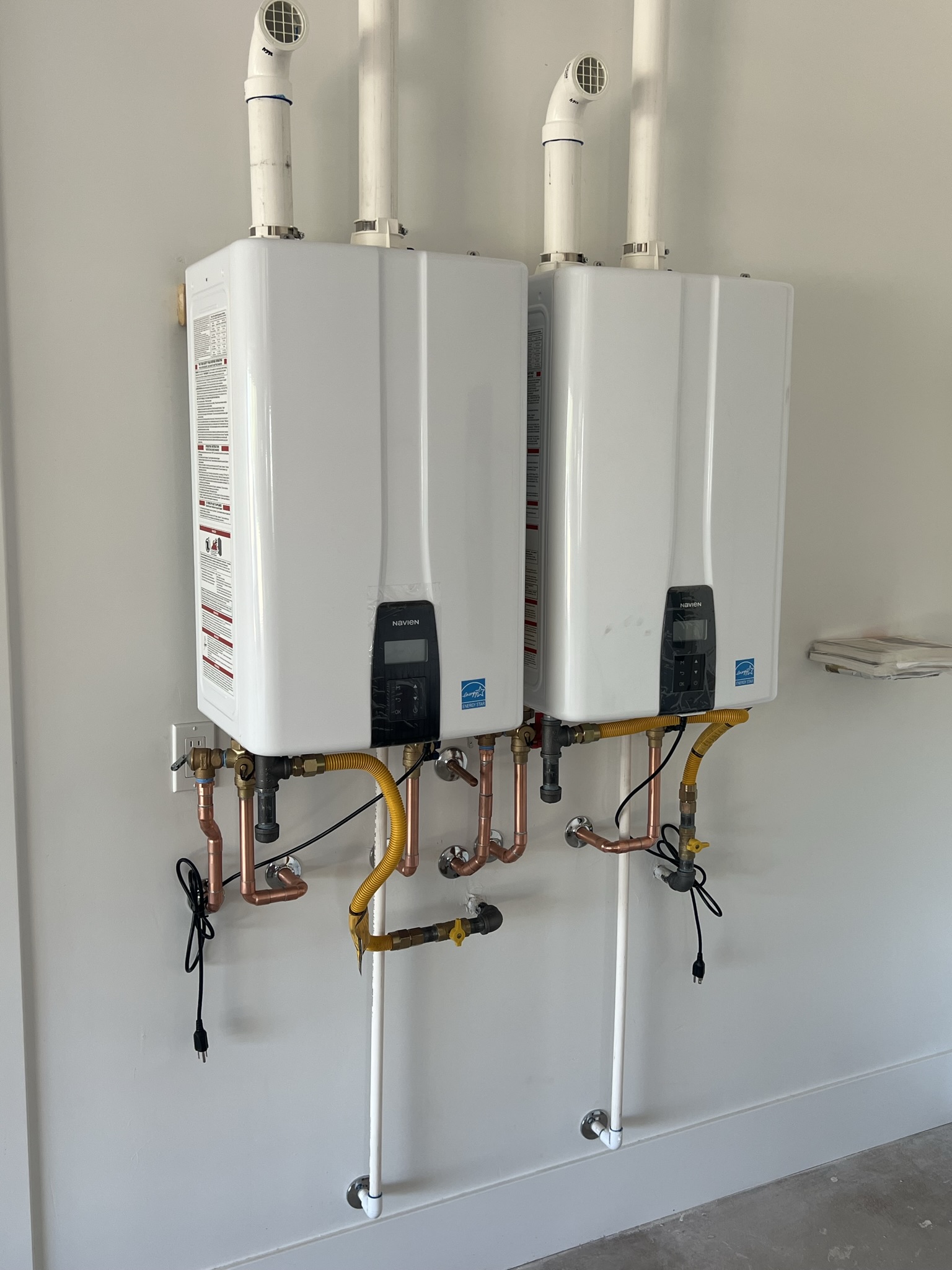 Dual Navien tankless water heater installation
